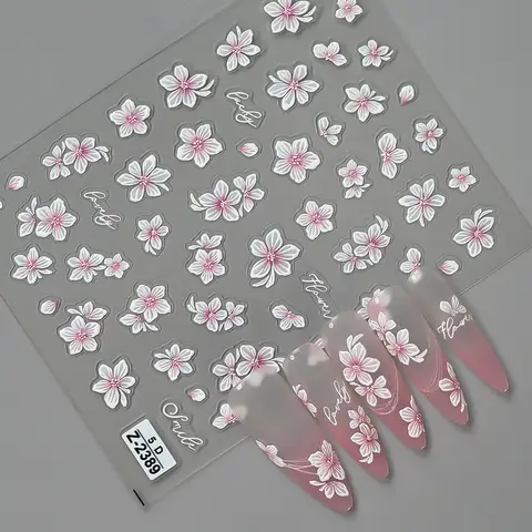 Lente bloem ontwerp nagelstickers 5D reliëf nagelkunst decoratiestickers voor IG Trend eenvoudige DIY manicure decoratiestickers