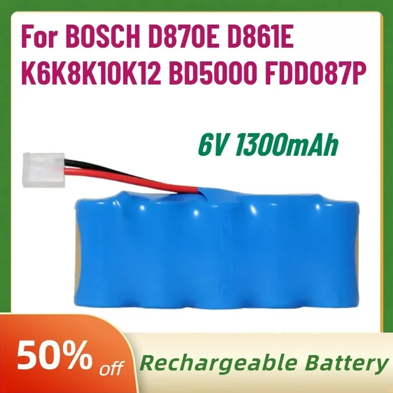 High-Performance 6V 1300mAh Rechargeable Batteries for BOSCH D870E D861E K6K8K10K12 BD5000 FDD087P Ni-MH Ni-Cd Tool Batteries
High-Performance 6V 1300mAh Rechargeable Batteries for BOSCH D870E D861E K6K8K10K12 BD5000 FDD087P Ni-MH Ni-Cd Tool Batteries