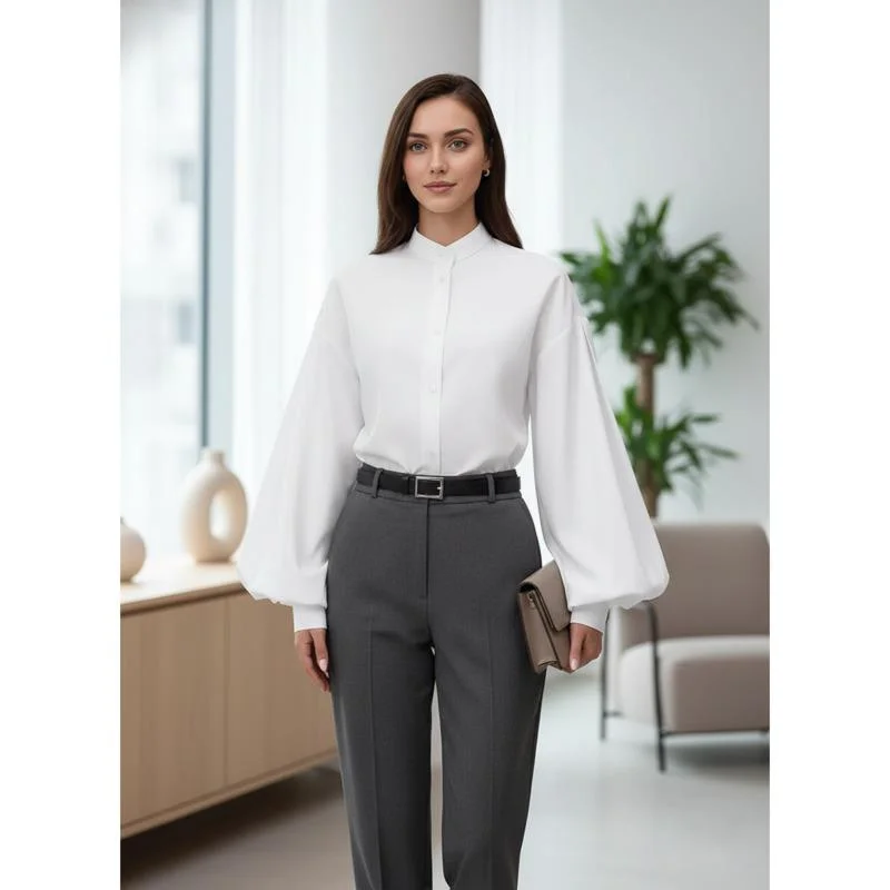Elegant Women's White Blouse Loose Lantern Sleeve Office Shirt Breathable Fabric Casual Work Daily Wear Modern Minimalist Style
Elegant Women's White Blouse Loose Lantern Sleeve Office Shirt Breathable Fabric Casual Work Daily Wear Modern Minimalist Style