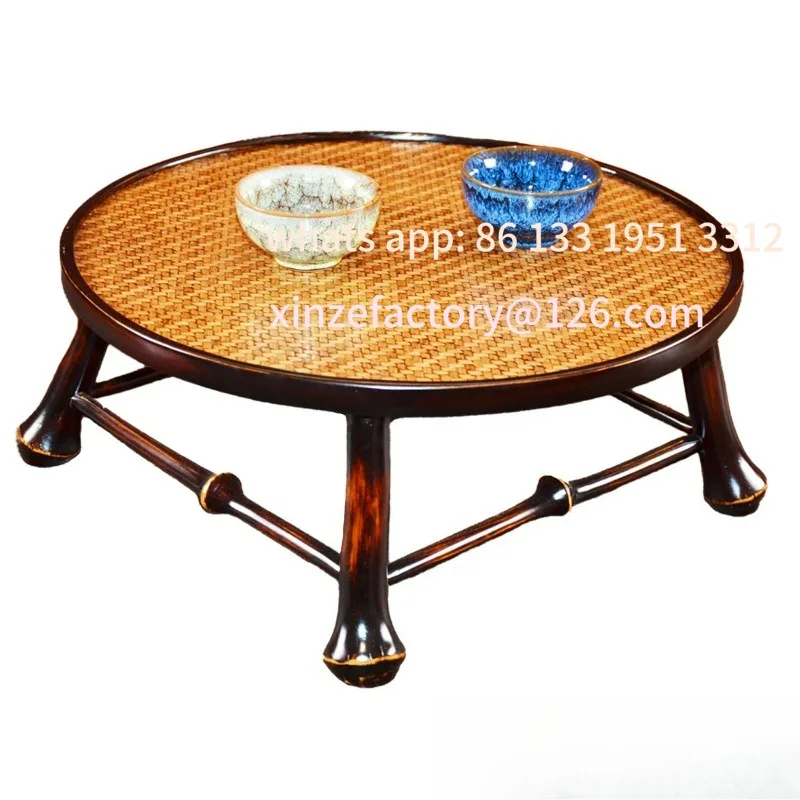 Round pit tea household small tatami bamboo furniture coffee table bay window table high-end
Round pit tea household small tatami bamboo furniture coffee table bay window table high-end