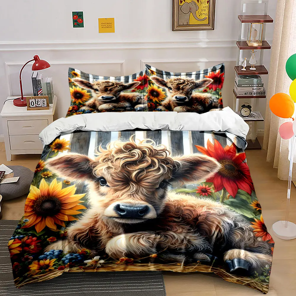 Fluffy calf with vibrant flowers Pattern Duvet Cover Set Digital Print Colorful Polyester Bedding with Zipper Closur for gifts
Fluffy calf with vibrant flowers Pattern Duvet Cover Set Digital Print Colorful Polyester Bedding with Zipper Closur for gifts