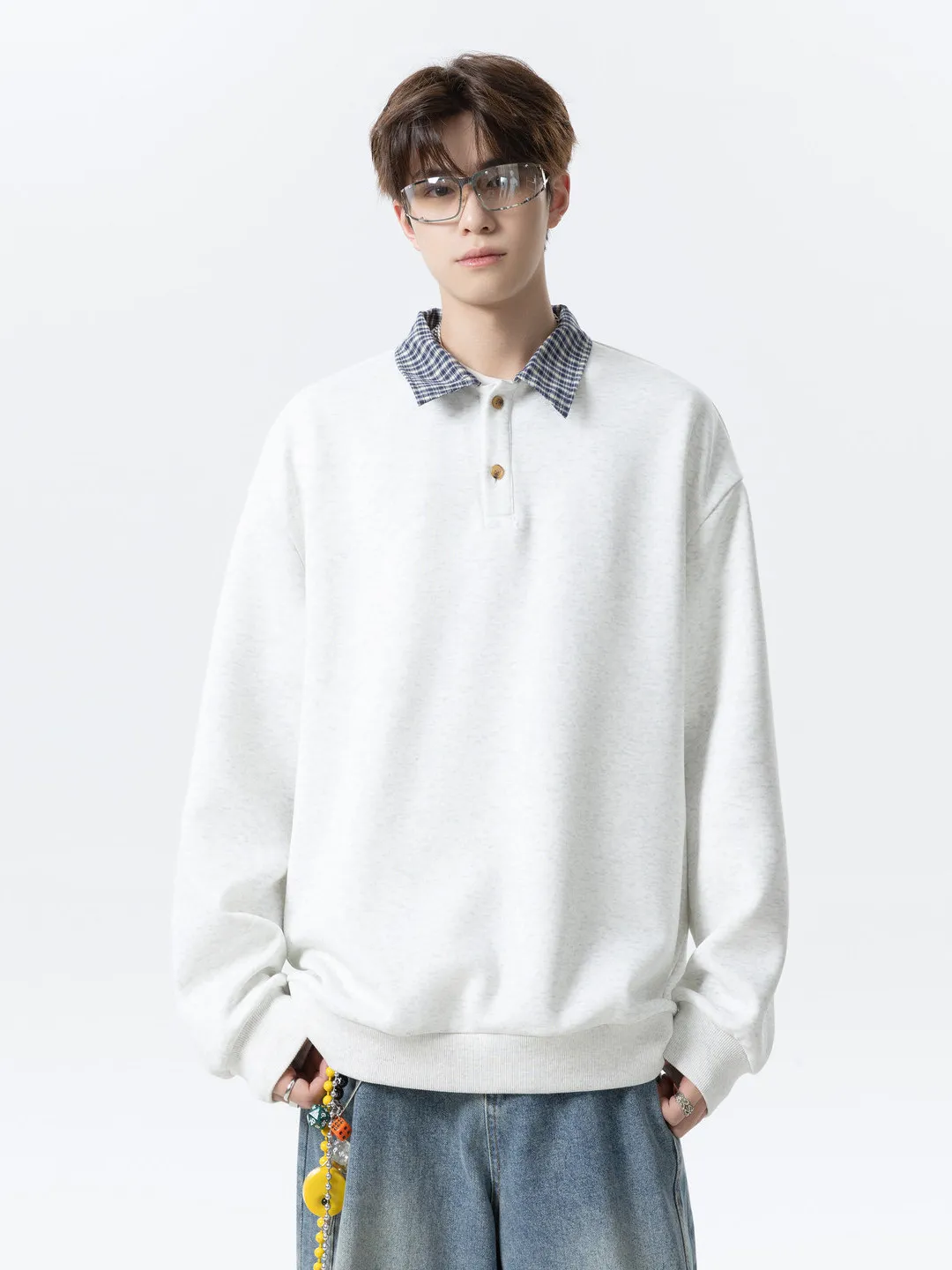 Spring Vintage Plaid Collar Sweatirt Men's Loose Versatile Turn-down Collar Commute Casual Long Sve Top
Spring Vintage Plaid Collar Sweatirt Men's Loose Versatile Turn-down Collar Commute Casual Long Sve Top