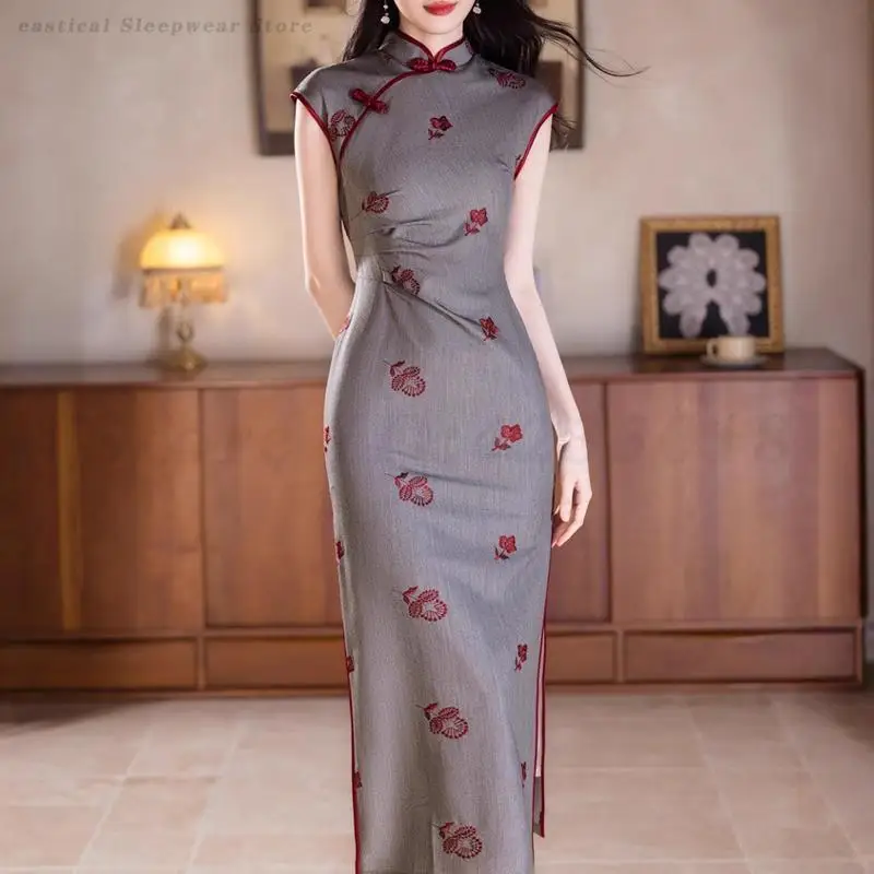 Сексуальное женское платье Cheongsam без рукавов, элегантное свободное китайское традиционное платье Ципао, длинное вечернее платье, Vestidos, большие размеры 3XL
Сексуальное женское платье Cheongsam без рукавов, элегантное свободное китайское традиционное платье Ципао, длинное вечернее платье, Vestidos, большие размеры 3XL