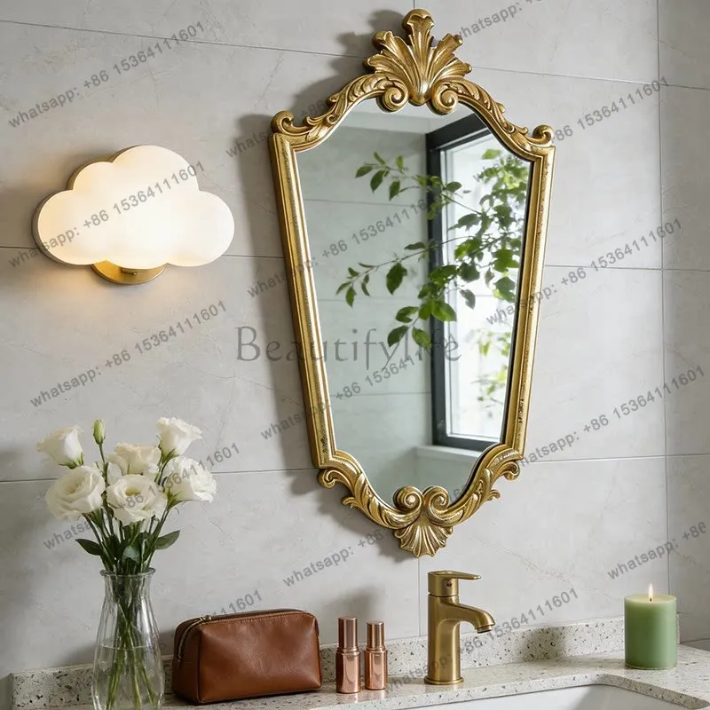 yj9 French retro light luxury bathroom mirror carved toilet sink wall hanging makeup mirror
yj9 French retro light luxury bathroom mirror carved toilet sink wall hanging makeup mirror