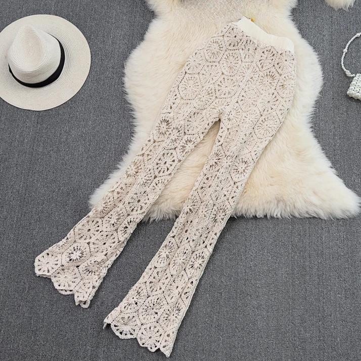 Women's crochet pants summer Hook Hollow Out pants Women Outer Wear High Waist Slim Flared Pants Summer
Women's crochet pants summer Hook Hollow Out pants Women Outer Wear High Waist Slim Flared Pants Summer
