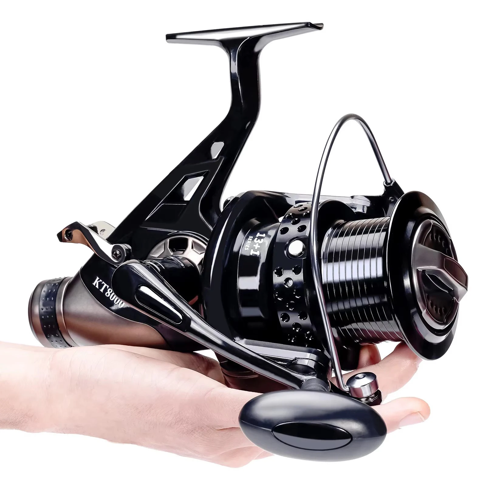 New front and rear brake double brake spinning wheel carp wheel 5.0:1/13+1BB large long-range projection wheel 25KG Max Drag
New front and rear brake double brake spinning wheel carp wheel 5.0:1/13+1BB large long-range projection wheel 25KG Max Drag