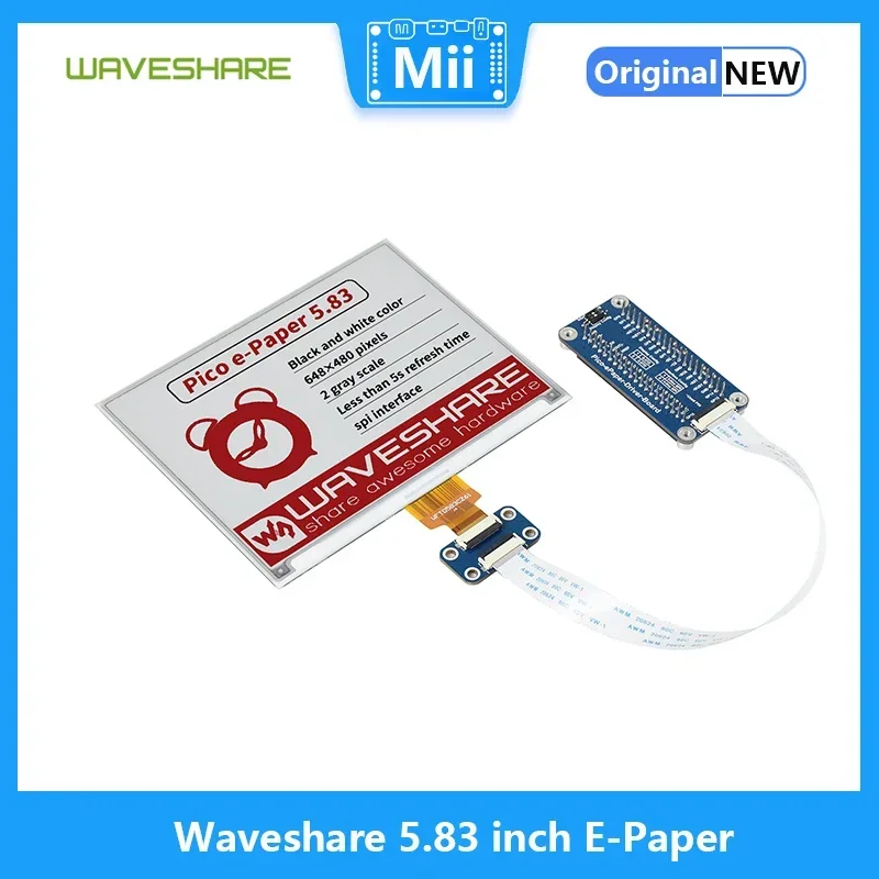Raspberry Pi Pico 5,83-дюймовый модуль дисплея E-Paper E-Ink (B) Waveshare 648×480 пикселей, красный/черный/белый, интерфейс SPI
Raspberry Pi Pico 5,83-дюймовый модуль дисплея E-Paper E-Ink (B) Waveshare 648×480 пикселей, красный/черный/белый, интерфейс SPI