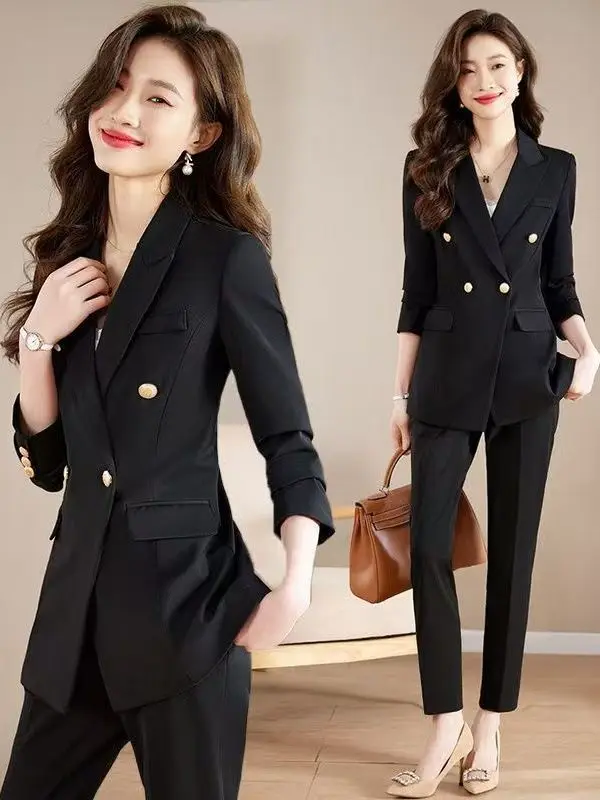 Black Suit Jacket And Pants Set Women's Spring Autumn Workwear Two-Piece Set Korean Style Loose Fit Long Sleeve High Waist
Black Suit Jacket And Pants Set Women's Spring Autumn Workwear Two-Piece Set Korean Style Loose Fit Long Sleeve High Waist
