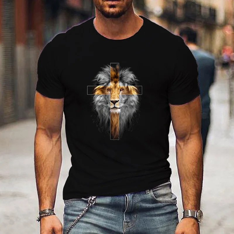 Men's Lion Head Cross Cool Graphic Printed T-Shirt Men's Outdoor Street Jesus Cross T-Shirt Tops
Men's Lion Head Cross Cool Graphic Printed T-Shirt Men's Outdoor Street Jesus Cross T-Shirt Tops