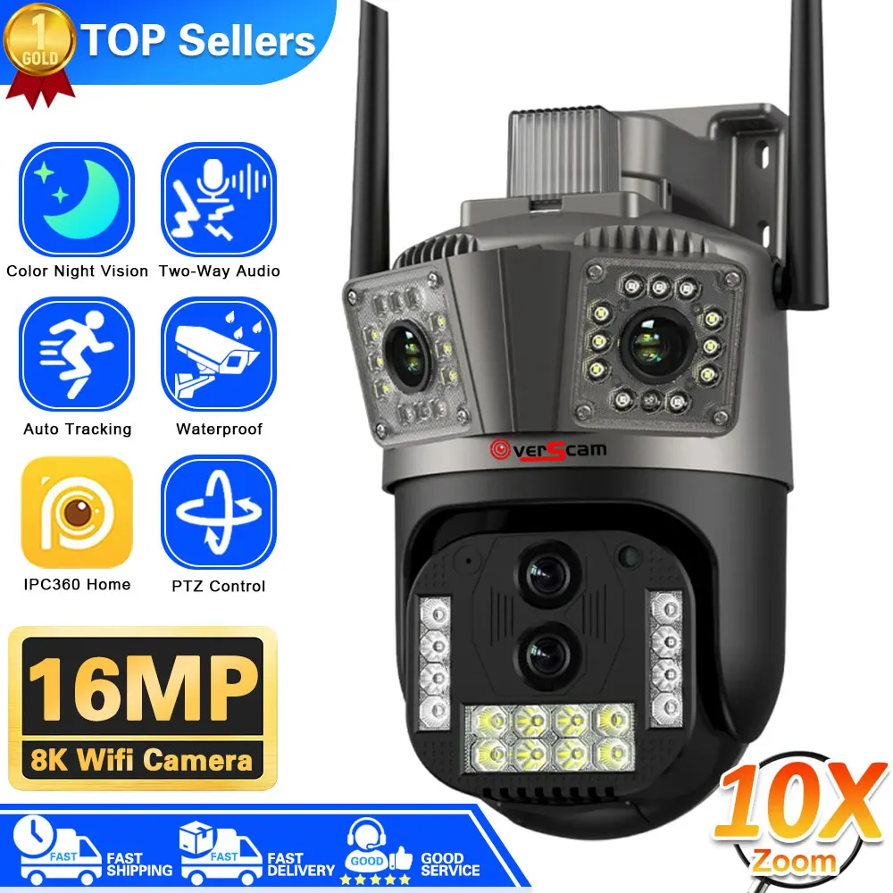 16MP 8K PTZ IP Camera 10x Zoom Four-Lens Human Detect CCTV Camera Outdoor CCTV Wifi Video Surveillance Camera IPC360 Home
16MP 8K PTZ IP Camera 10x Zoom Four-Lens Human Detect CCTV Camera Outdoor CCTV Wifi Video Surveillance Camera IPC360 Home