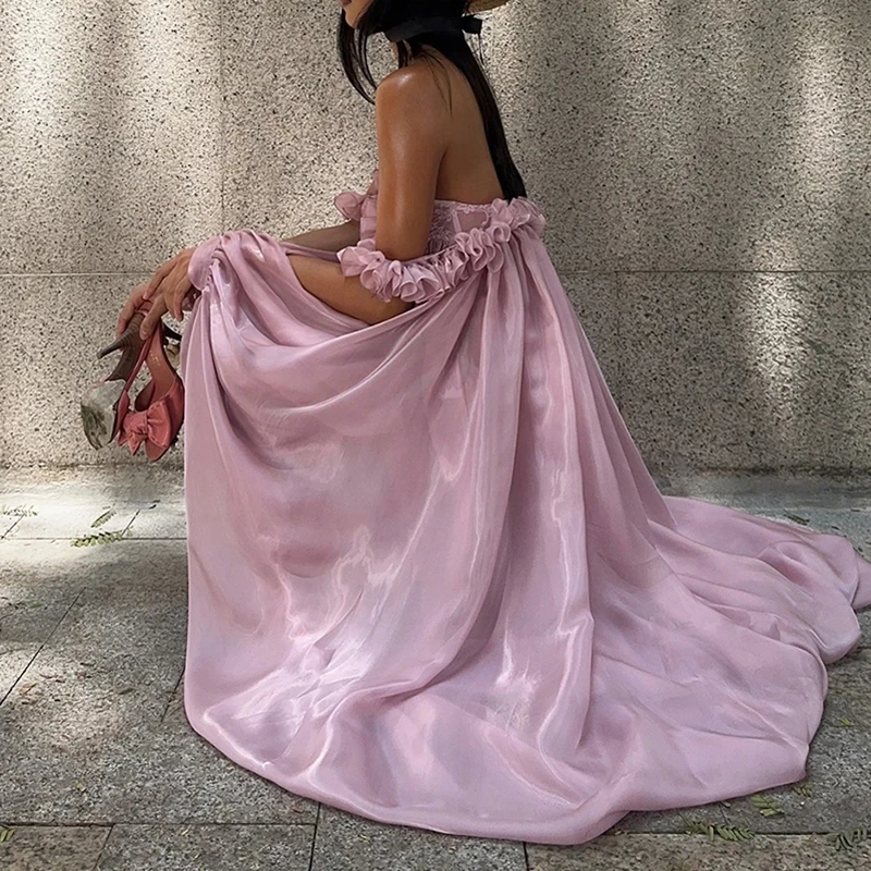 Sexy Off Shoulder Pleated Banquet Dress Elegant Loose Hollow Out Women's Evening Dress Solid Color Irregular Hem Tube Top Dress
Sexy Off Shoulder Pleated Banquet Dress Elegant Loose Hollow Out Women's Evening Dress Solid Color Irregular Hem Tube Top Dress