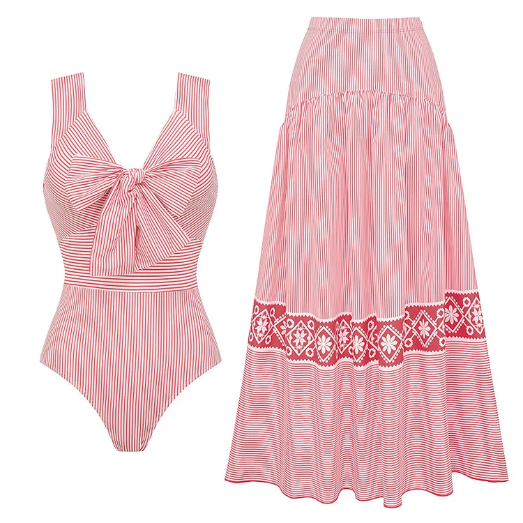 2025 fashion one-piece swimsuit with skirt two-piece set new sweet girl style bow striped one-piece swimsuit suit women
2025 fashion one-piece swimsuit with skirt two-piece set new sweet girl style bow striped one-piece swimsuit suit women