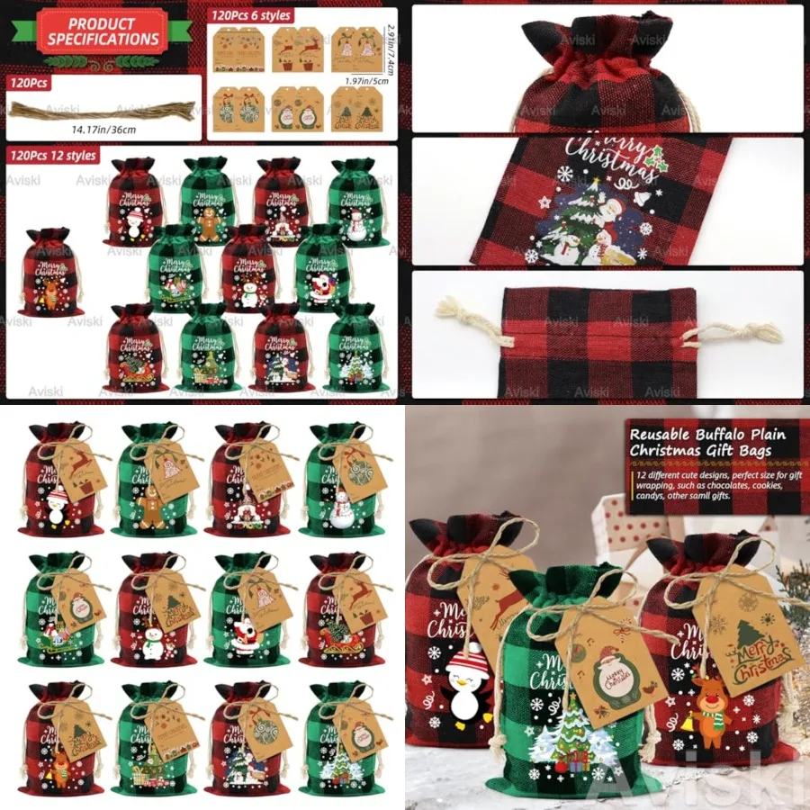 120PCS Cotton Small Christmas Drawstring Candy Treat Bags Buffalo Plaid Xmas Xmas Christmas Fabric Goody Gift Sacks Reusable Gi
120PCS Cotton Small Christmas Drawstring Candy Treat Bags Buffalo Plaid Xmas Xmas Christmas Fabric Goody Gift Sacks Reusable Gi
