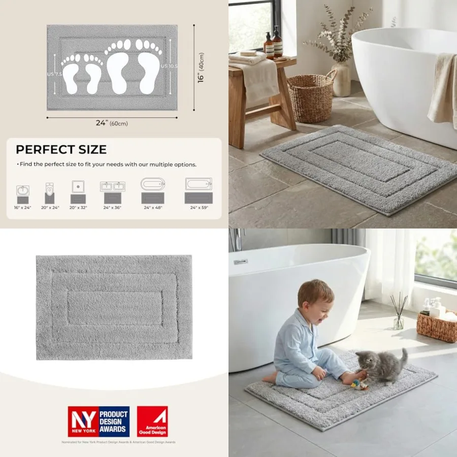 Gray Bathroom Rugs, Bath Mats for Bathroom Non-Slip, Super Soft and Water Absorbent, Microfiber Bath Rugs, Machine Wash Dry, Bath Rugs for Floor, Tub and Shower, 16" x 24"
Gray Bathroom Rugs, Bath Mats for Bathroom Non-Slip, Super Soft and Water Absorbent, Microfiber Bath Rugs, Machine Wash Dry, Bath Rugs for Floor, Tub and Shower, 16" x 24"