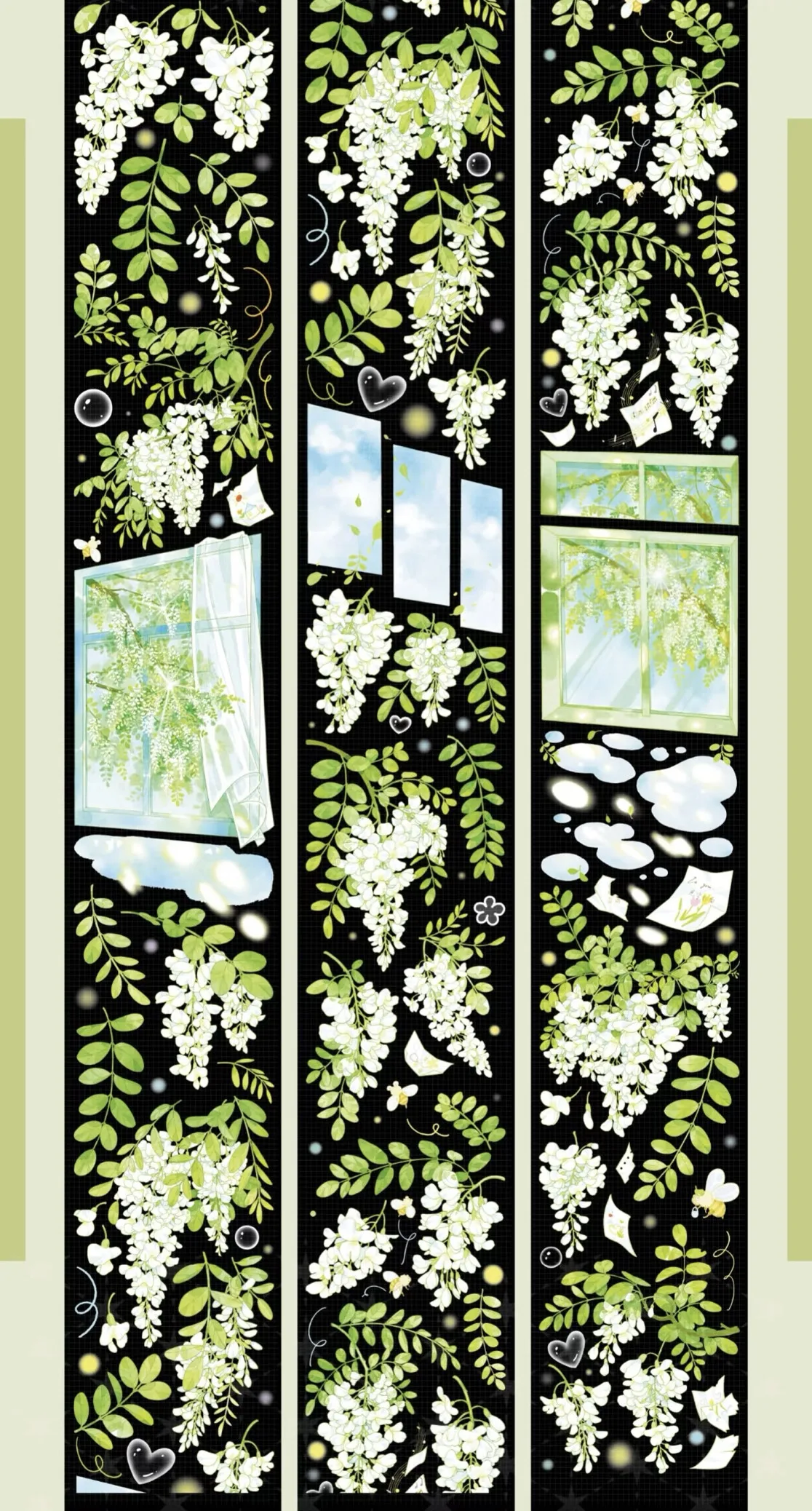 3.25 Washi Pet Tape 1 Loop Green Shade Shiny Light, Green Flower Window Vine Flower White Flower Vine, Day And Night Journaling
3.25 Washi Pet Tape 1 Loop Green Shade Shiny Light, Green Flower Window Vine Flower White Flower Vine, Day And Night Journaling