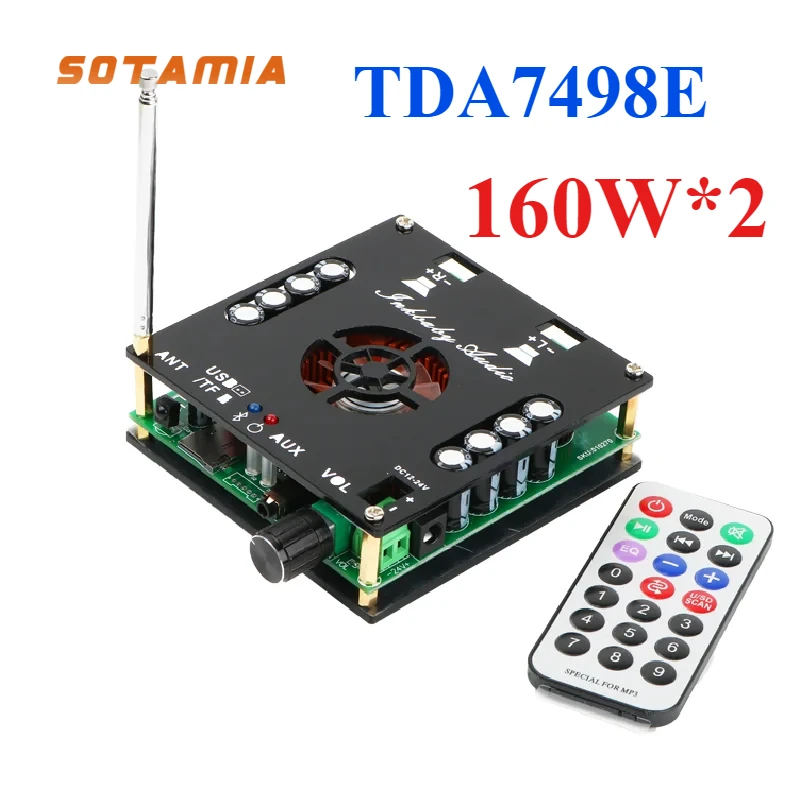 SOTAMIA TDA7498E Power Amplifier Board Bluetooth-compatible Sound Amplifier Stereo Amplificador 160Wx2 With USB TF Aux FM
SOTAMIA TDA7498E Power Amplifier Board Bluetooth-compatible Sound Amplifier Stereo Amplificador 160Wx2 With USB TF Aux FM