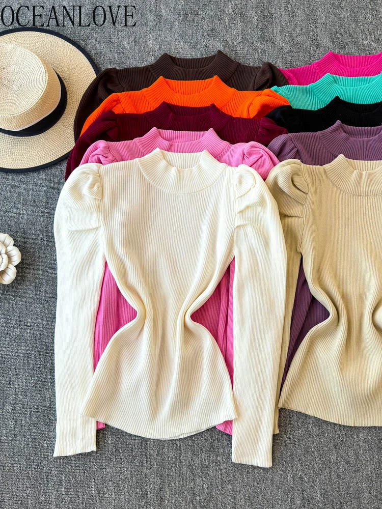 OCEANLOVE Puff Sleeve Women Sweaters Solid Autumn Winter Korean Fashion Chic Short Pullovers Retro Elegant Sueter Mujer
OCEANLOVE Puff Sleeve Women Sweaters Solid Autumn Winter Korean Fashion Chic Short Pullovers Retro Elegant Sueter Mujer