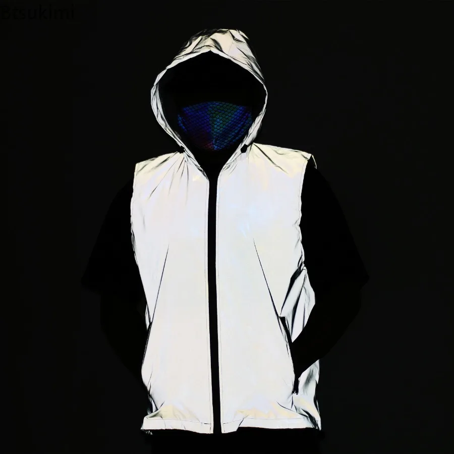 2026 New Men's Fashion Full Reflective Hooded Vest Spring Outdoor Sports Running Night Safety High Visibility Zipper Waistcoats
2026 New Men's Fashion Full Reflective Hooded Vest Spring Outdoor Sports Running Night Safety High Visibility Zipper Waistcoats