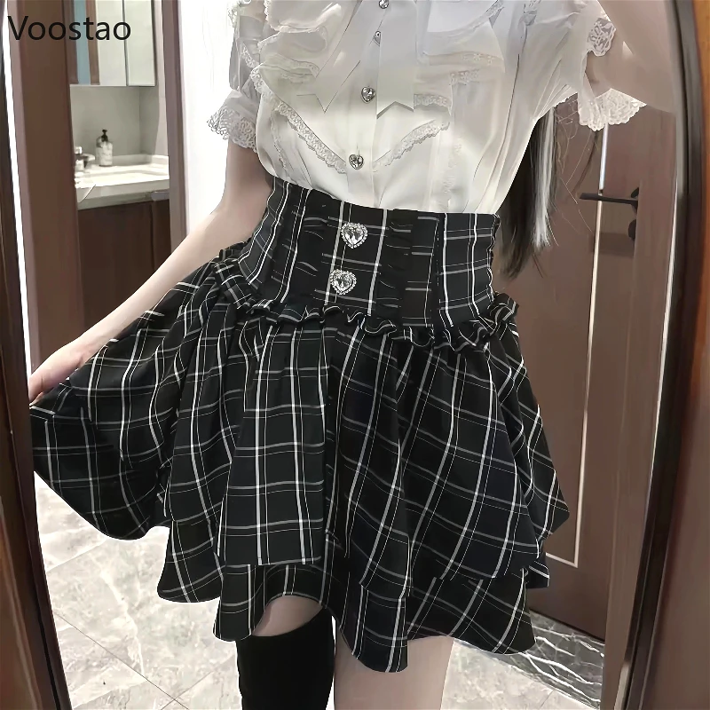 Japanese Style Gothic Y2k Lolita Skirt Women Vintage Sweet Rhinestone Plaid Cake Skirts Female Kawaii Cute A-Line Mini Skirts
Japanese Style Gothic Y2k Lolita Skirt Women Vintage Sweet Rhinestone Plaid Cake Skirts Female Kawaii Cute A-Line Mini Skirts