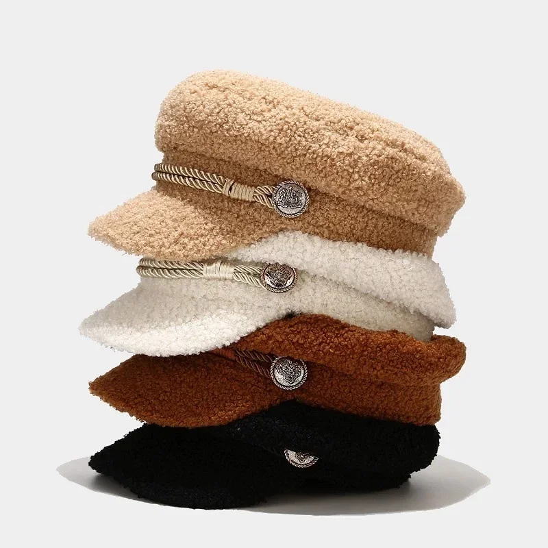 Fashion Lambswool Newsboy Cap Ladies Casual Keep Warm Flat Top Hat Female Autumn Winter Military Cap Women
Fashion Lambswool Newsboy Cap Ladies Casual Keep Warm Flat Top Hat Female Autumn Winter Military Cap Women