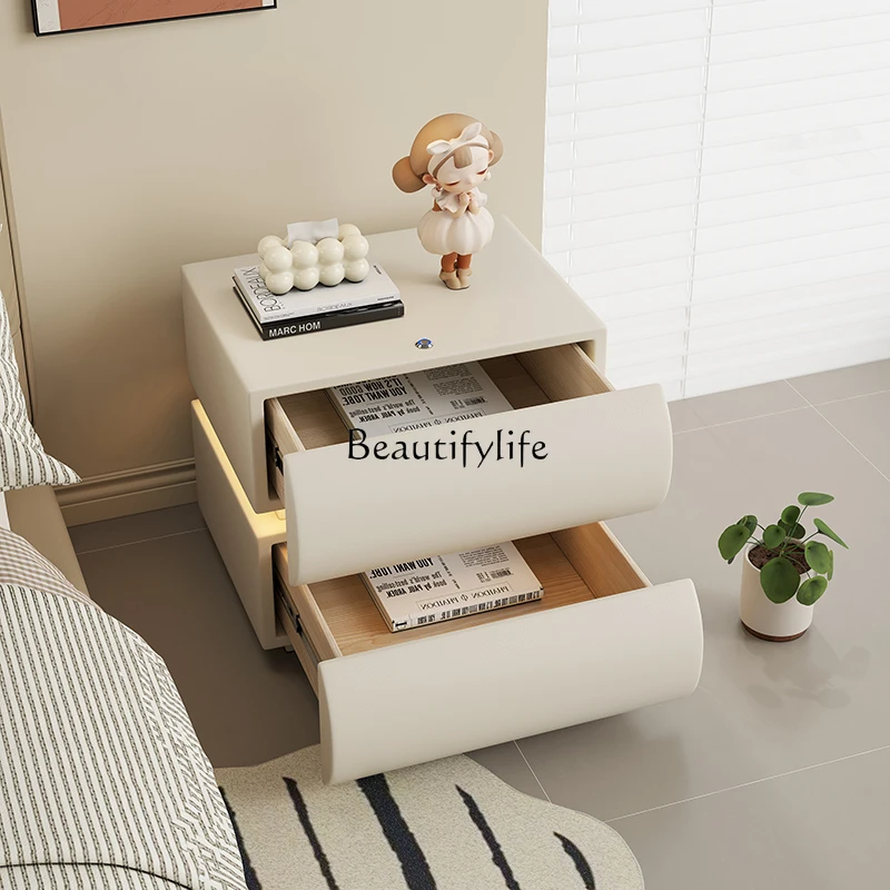 Half Moon Curved Solid Wood Leather Bedside Cabinet Minimalist Modern Cream Wind Floor Storage Side Cabinet
Half Moon Curved Solid Wood Leather Bedside Cabinet Minimalist Modern Cream Wind Floor Storage Side Cabinet