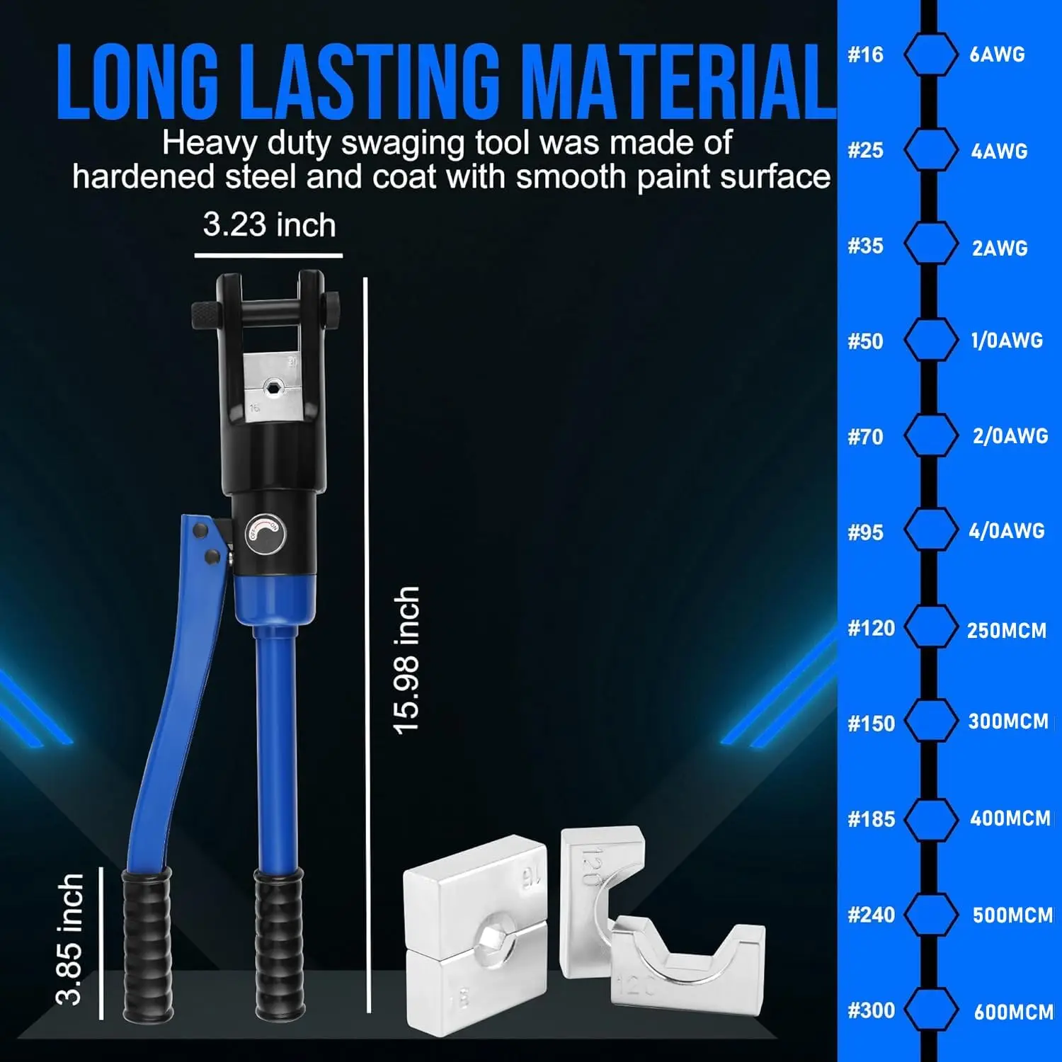19Packs Hydraulic Cable Lug Tool with durable case,4 AWG to 600 MCM Battery Cable Crimping Tool WIRE Terminal Crimper Set,1603BL
19Packs Hydraulic Cable Lug Tool with durable case,4 AWG to 600 MCM Battery Cable Crimping Tool WIRE Terminal Crimper Set,1603BL