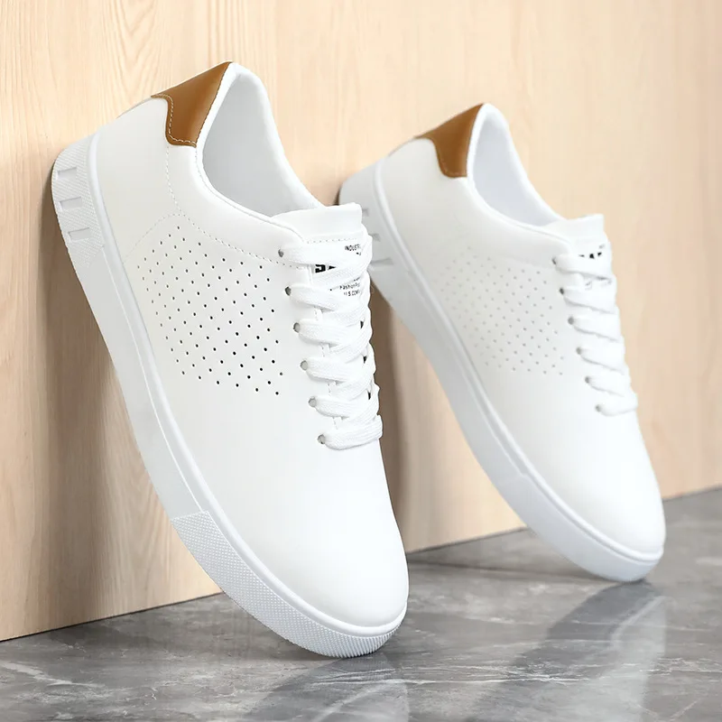 Men's Classic White Sneakers Casual Leather Lace-Up Shoes Breathable Perforated Lightweight Walking Shoes for Male
Men's Classic White Sneakers Casual Leather Lace-Up Shoes Breathable Perforated Lightweight Walking Shoes for Male