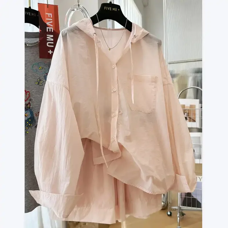 Women's 2-Piece Summer Set Hooded Sun Protection Shirt Shorts Loose Casual Outfit
Women's 2-Piece Summer Set Hooded Sun Protection Shirt Shorts Loose Casual Outfit