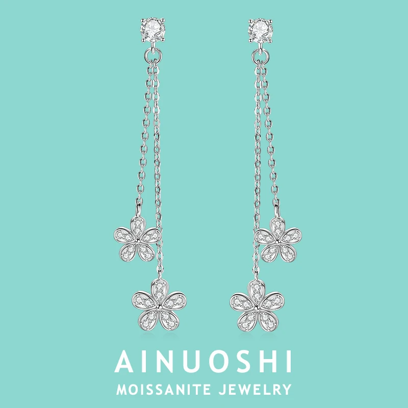 AINUOSHI Original 925 Sterling Silver Flower Pendant Earrings for Women 0.3ct Moissanite Tassel Earring Exquisite Chain Jewelry
AINUOSHI Original 925 Sterling Silver Flower Pendant Earrings for Women 0.3ct Moissanite Tassel Earring Exquisite Chain Jewelry