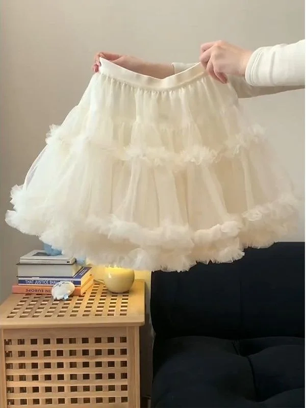 Princess Style Semi-Body Skirt with Lace And Netting Puffy Design Anti-Light Short Skirt for Women High Waist Cotton Blend
Princess Style Semi-Body Skirt with Lace And Netting Puffy Design Anti-Light Short Skirt for Women High Waist Cotton Blend
