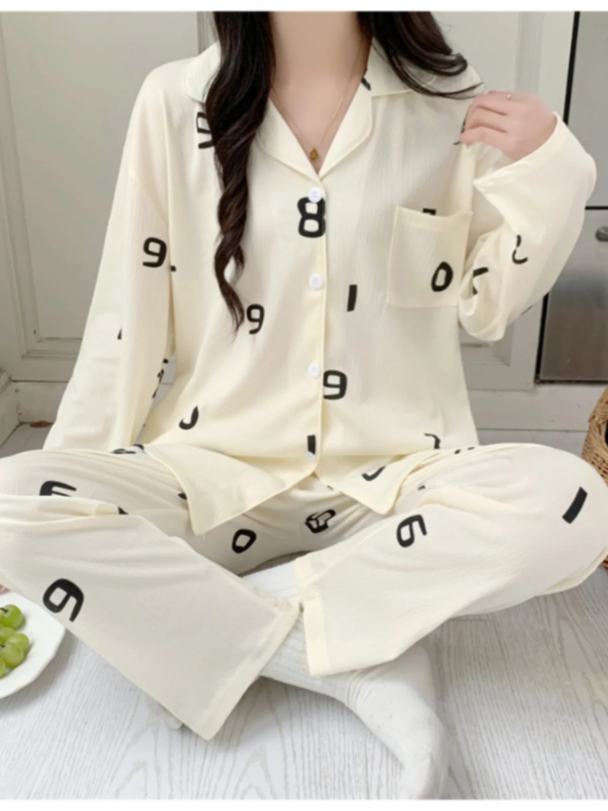 Spring Autumn Long Sleeve Pants Sleepwear Set Women's Casual Comfortable Home Clothes Outerwear Polyester Fiber Thin Type
Spring Autumn Long Sleeve Pants Sleepwear Set Women's Casual Comfortable Home Clothes Outerwear Polyester Fiber Thin Type
