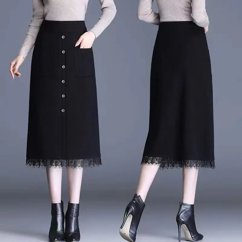 Knitted Skirt with Versatile Autumn Winter Mid-length New Pocket Lace Thick Style
Knitted Skirt with Versatile Autumn Winter Mid-length New Pocket Lace Thick Style