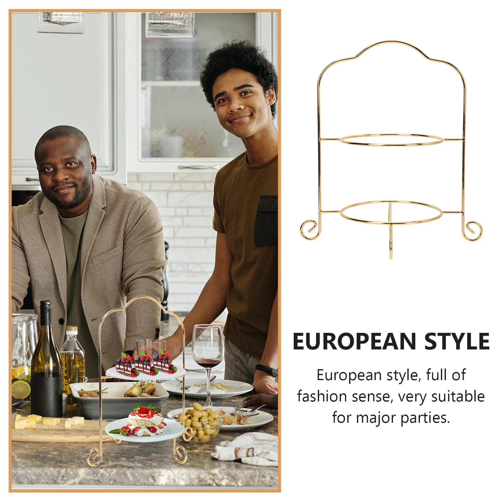 Delicate Golden Cake Holder Double Layer Display Rack European Style Snack Stand for Party and Home Double Layer Rack
Delicate Golden Cake Holder Double Layer Display Rack European Style Snack Stand for Party and Home Double Layer Rack