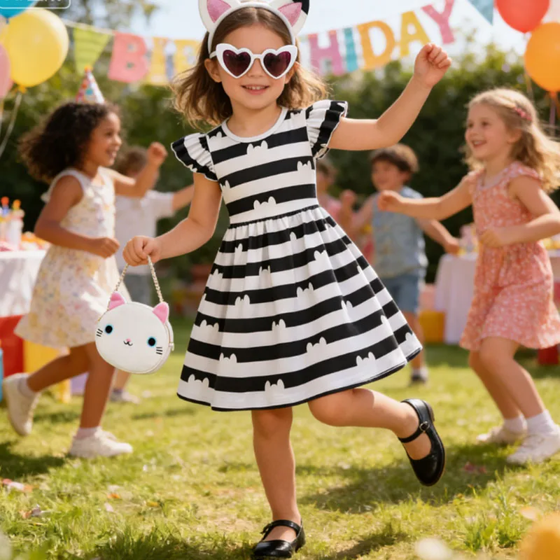 Child Black And White Stripe Cartoon Cat Dress With Headband Birthday Party Carnival Cosplay Costume Summer Casual Dress Up 1-8Y
Child Black And White Stripe Cartoon Cat Dress With Headband Birthday Party Carnival Cosplay Costume Summer Casual Dress Up 1-8Y