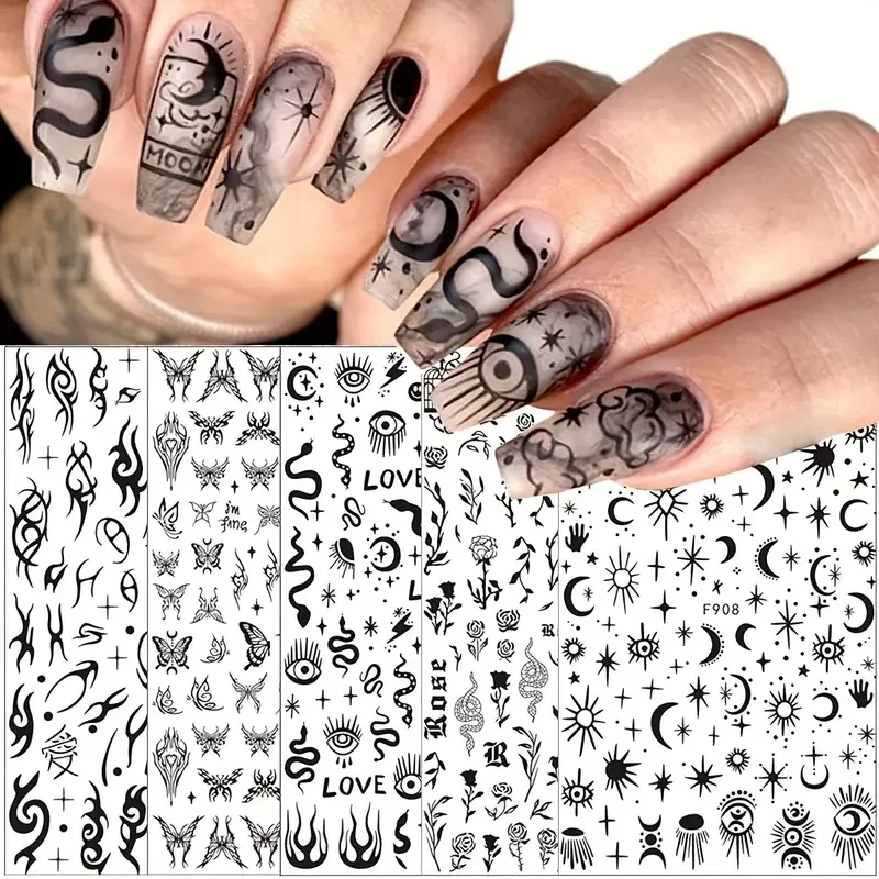 New 3D Cartoon Snake Pattern Nail Sticker Rose Butterfly Fishbone Star Moon Stickers For Nails Nail Supplies DlY Nail Decoration
New 3D Cartoon Snake Pattern Nail Sticker Rose Butterfly Fishbone Star Moon Stickers For Nails Nail Supplies DlY Nail Decoration