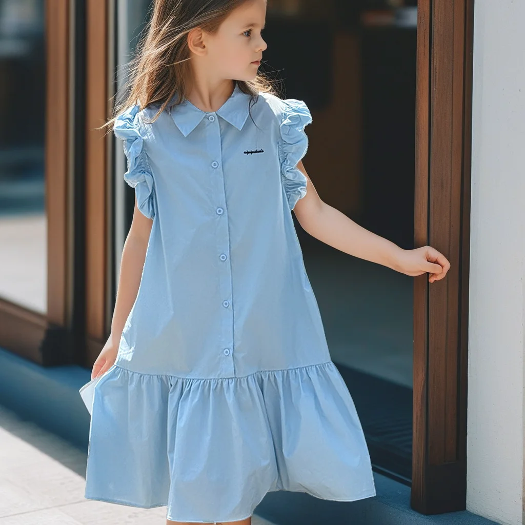 2025 Girls Summer Dress - Trendy Sleeveless Ruffle Shirt-Collar Sundress Casual Fashion Teenage Children Clothes 10 12 13 Years
2025 Girls Summer Dress - Trendy Sleeveless Ruffle Shirt-Collar Sundress Casual Fashion Teenage Children Clothes 10 12 13 Years