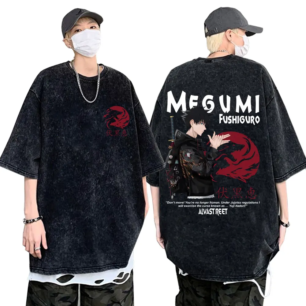 Washed Vintage Anime Jujutsu Kaisen Fushiguro Megumi Graphic T-shirt Men Casual Cotton Retro T Shirt Male Fashion Trend T-shirts
Washed Vintage Anime Jujutsu Kaisen Fushiguro Megumi Graphic T-shirt Men Casual Cotton Retro T Shirt Male Fashion Trend T-shirts