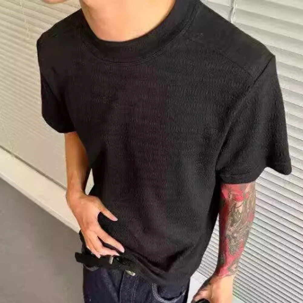 Solid Jacquard Shirt Loose Fit Top Daily Casual Outing Grey Loose Fit Short Sleeve T-shirt Short Sleeve T-Shirt
Solid Jacquard Shirt Loose Fit Top Daily Casual Outing Grey Loose Fit Short Sleeve T-shirt Short Sleeve T-Shirt