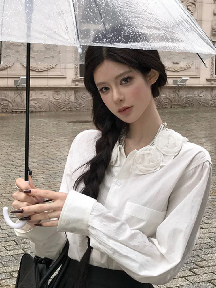 Elegant 3D Flower Collar Shirt Women French Palace Style Casual Long Sleeve Inside Spring Autumn Fashion Blouse Top
Elegant 3D Flower Collar Shirt Women French Palace Style Casual Long Sleeve Inside Spring Autumn Fashion Blouse Top