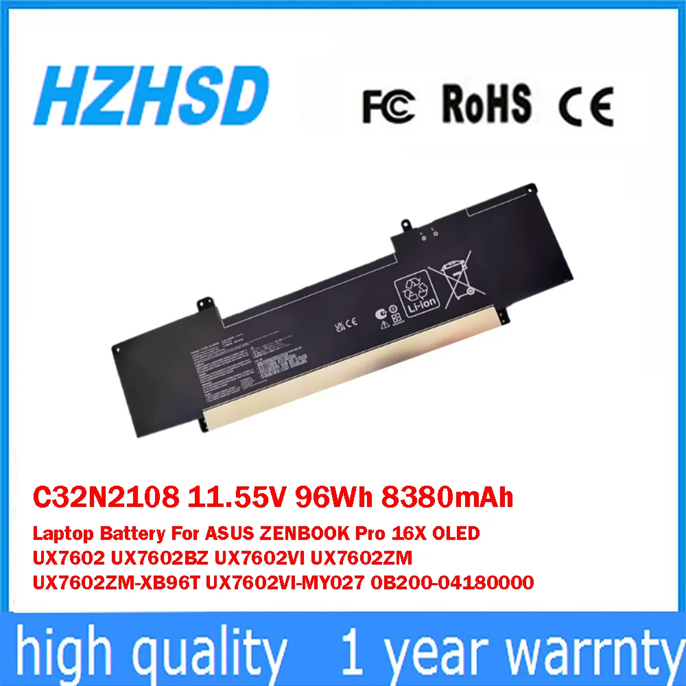 C32N2108 11,55 В 96 Втч 8380 мАч Аккумулятор для ноутбука ASUS ZENBOOK Pro 16X OLED UX7602 UX7602VI UX7602ZM UX7602ZM-XB96T UX7602VI-MY027
C32N2108 11,55 В 96 Втч 8380 мАч Аккумулятор для ноутбука ASUS ZENBOOK Pro 16X OLED UX7602 UX7602VI UX7602ZM UX7602ZM-XB96T UX7602VI-MY027
