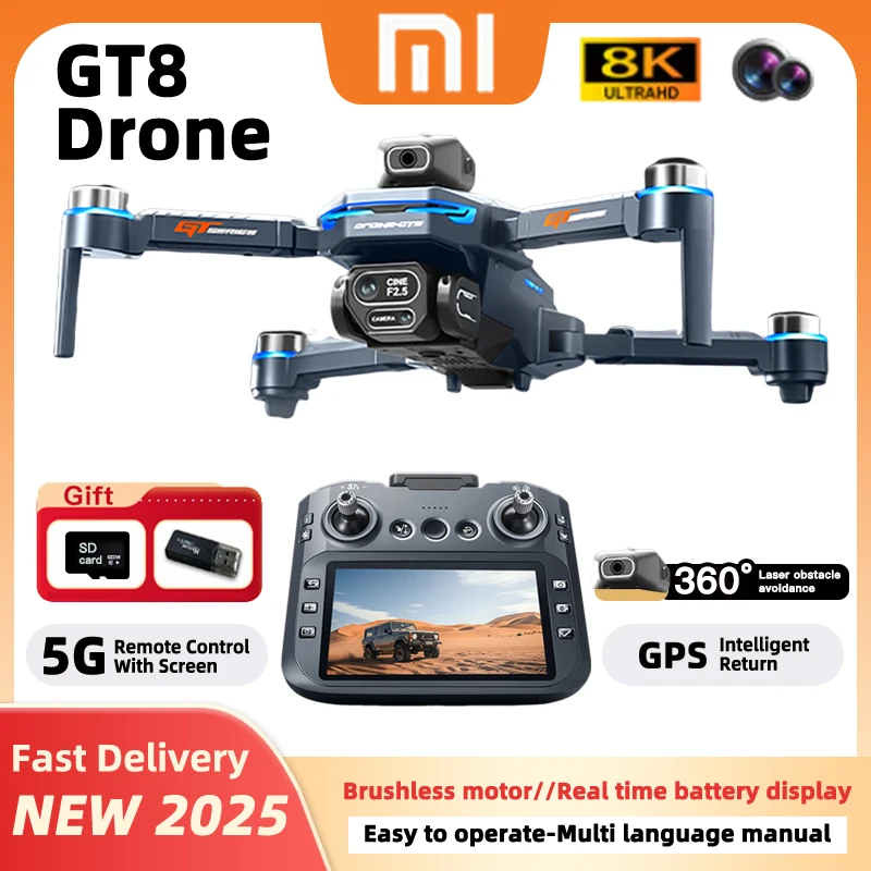 Xiaomi Original GT8 Drone 4K GPS Professional HD Aerial Photography Remote Control Aircraft 5G HD Dual Camera Quadcopter Toy UAV
Xiaomi Original GT8 Drone 4K GPS Professional HD Aerial Photography Remote Control Aircraft 5G HD Dual Camera Quadcopter Toy UAV