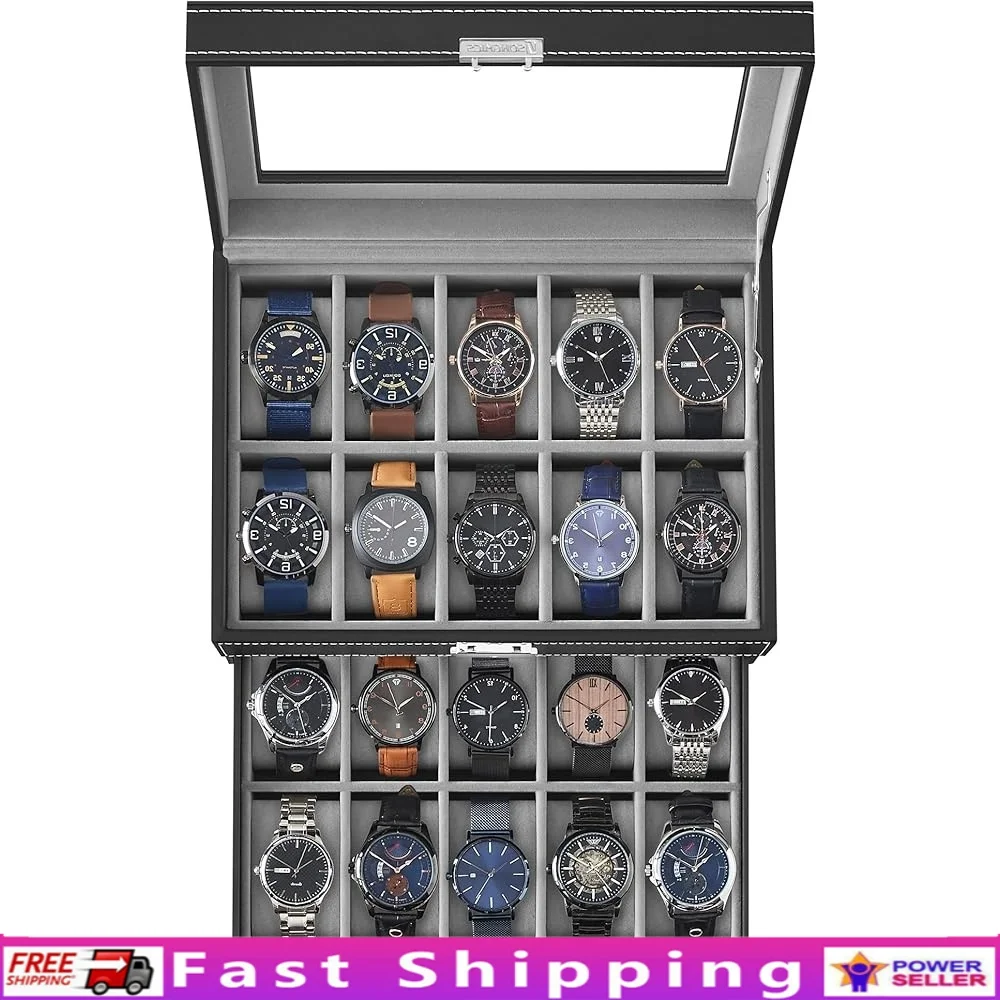 20 Slot Watch Case Lockable Display Box 2 Layer Glass Lid Jewelry Organizer Watches and Accessories
20 Slot Watch Case Lockable Display Box 2 Layer Glass Lid Jewelry Organizer Watches and Accessories