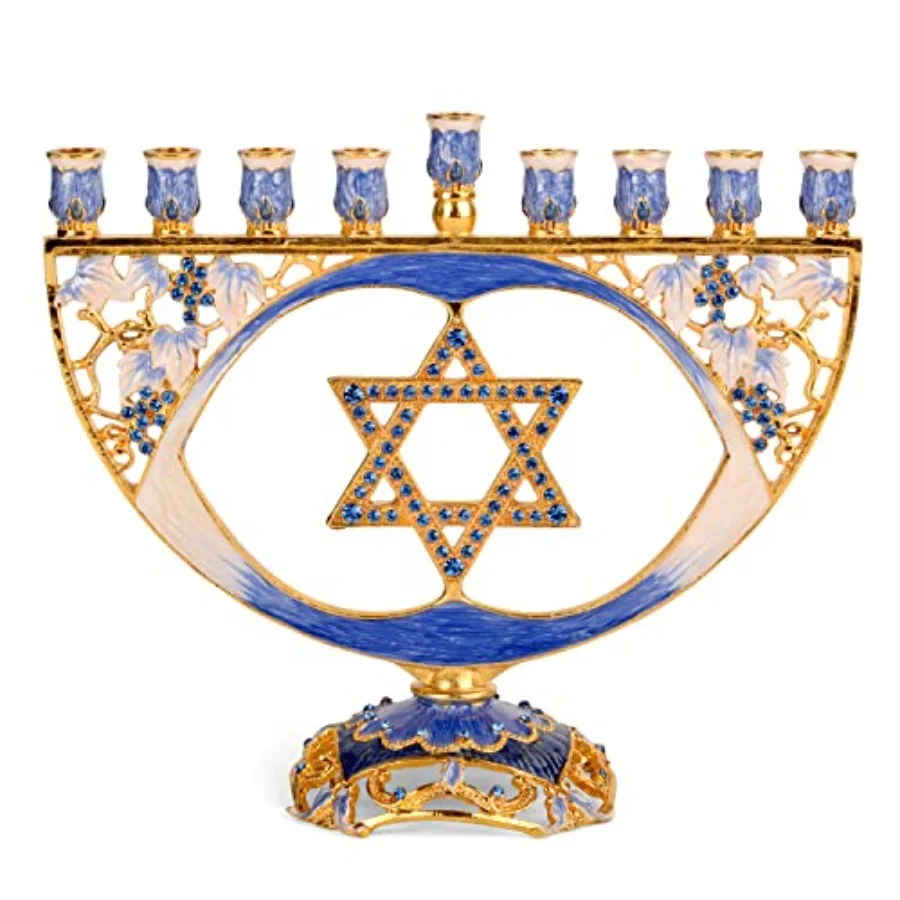 Hanukkah Menorah - Fits All Standard Chanukah Candles - Modern Jeweled Candle Menorahs for Chanukah - Blue Traditional Star -
Hanukkah Menorah - Fits All Standard Chanukah Candles - Modern Jeweled Candle Menorahs for Chanukah - Blue Traditional Star -