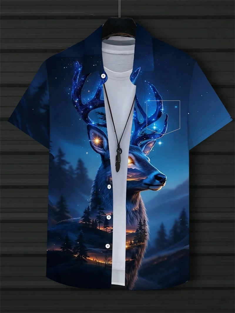 Mystic Forest Stag Hawaiian Shirt Men Soft Short Sleeve Tee Night Sky Deer Graphic For Summer Casual Wear Y2k Clothes Man
Mystic Forest Stag Hawaiian Shirt Men Soft Short Sleeve Tee Night Sky Deer Graphic For Summer Casual Wear Y2k Clothes Man
