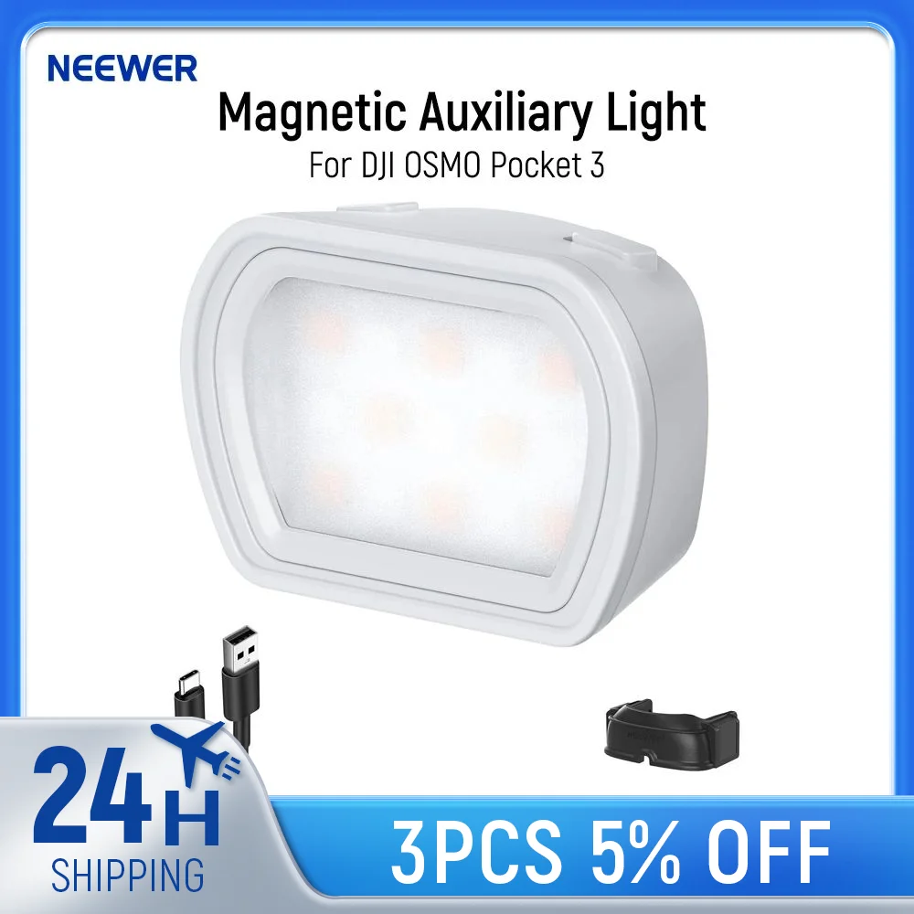 NEEWER Basics Magnetic Auxiliary Light Compatible with DJI OSMO Pocket 3 Gimbal Camera, 1.3W USB C Rechargeable Plastic Light
NEEWER Basics Magnetic Auxiliary Light Compatible with DJI OSMO Pocket 3 Gimbal Camera, 1.3W USB C Rechargeable Plastic Light