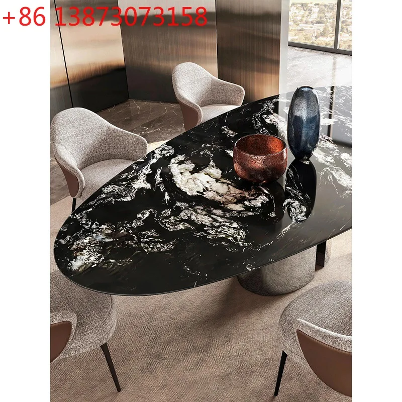 Italian light luxury universe black marble dining table household modern simple water drop-shaped oval natural luxury stone
Italian light luxury universe black marble dining table household modern simple water drop-shaped oval natural luxury stone