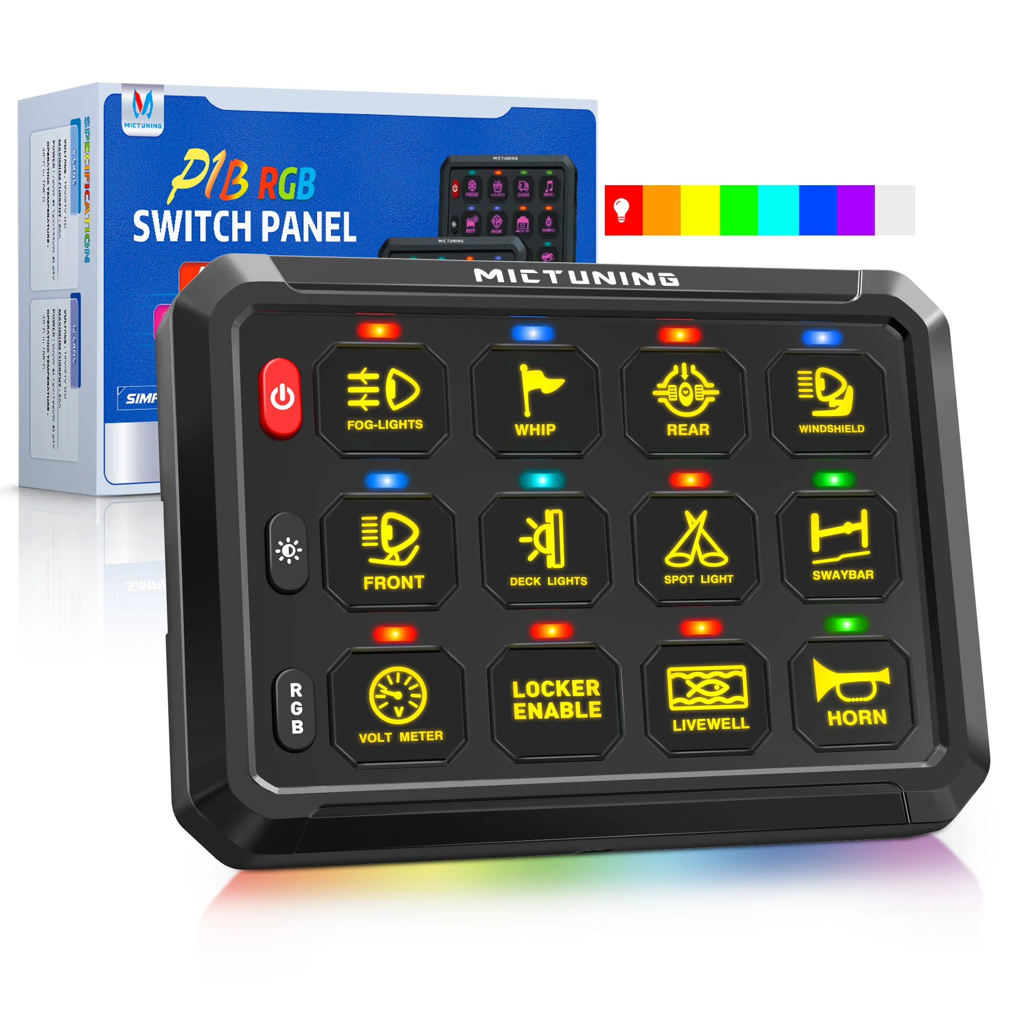 MICTUNING P1B RGB 8/12 Gang Switch Multifunction Toggle Momentary Circuit Control Relay System Box for Truck RV Offroad Marine
MICTUNING P1B RGB 8/12 Gang Switch Multifunction Toggle Momentary Circuit Control Relay System Box for Truck RV Offroad Marine