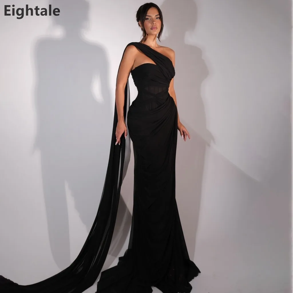 Eightale 2026 One Shoulder Sheer Corset Mermaid Evening Gown Draped Chiffon Train Formal Prom Wedding Party Dress Customized
Eightale 2026 One Shoulder Sheer Corset Mermaid Evening Gown Draped Chiffon Train Formal Prom Wedding Party Dress Customized