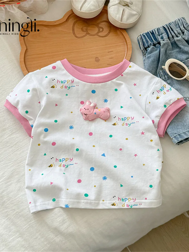 Детская летняя футболка для девочек, универсальный топ, милый, с круглым вырезом, из другого материала
Детская летняя футболка для девочек, универсальный топ, милый, с круглым вырезом, из другого материала