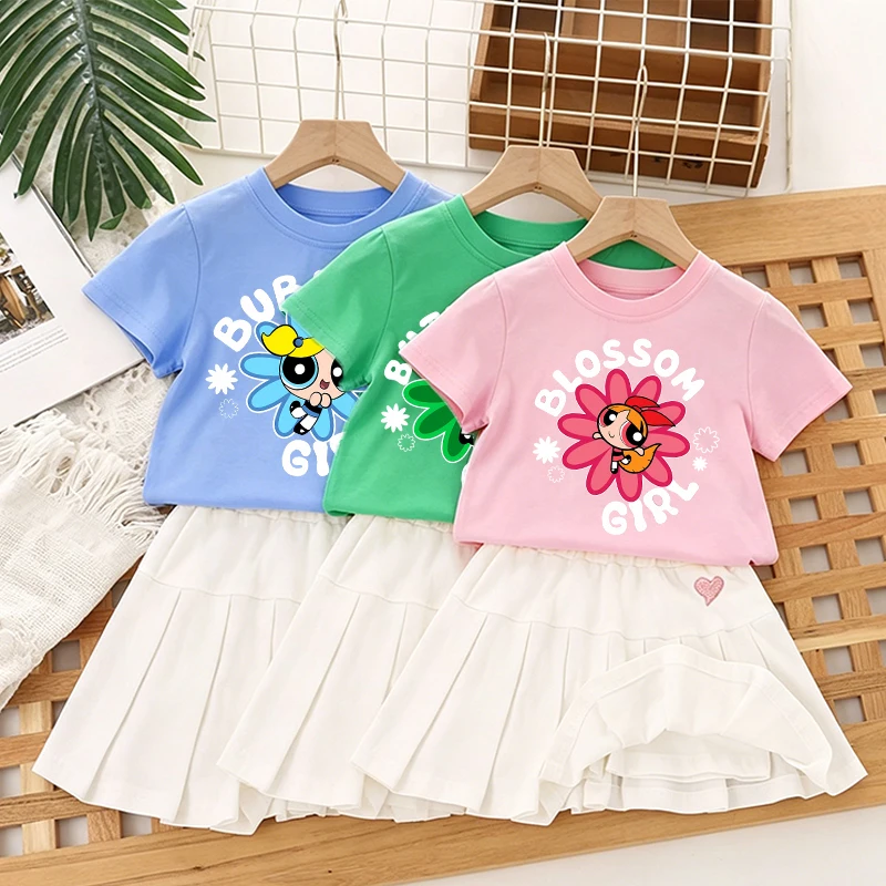 The Powerpuff Girls Short Sleeved Pleated Skirt Set Woman T-shirt Skirt 2pcs Suit Female Anime Cartoon Print Tees Summer Clothes
The Powerpuff Girls Short Sleeved Pleated Skirt Set Woman T-shirt Skirt 2pcs Suit Female Anime Cartoon Print Tees Summer Clothes